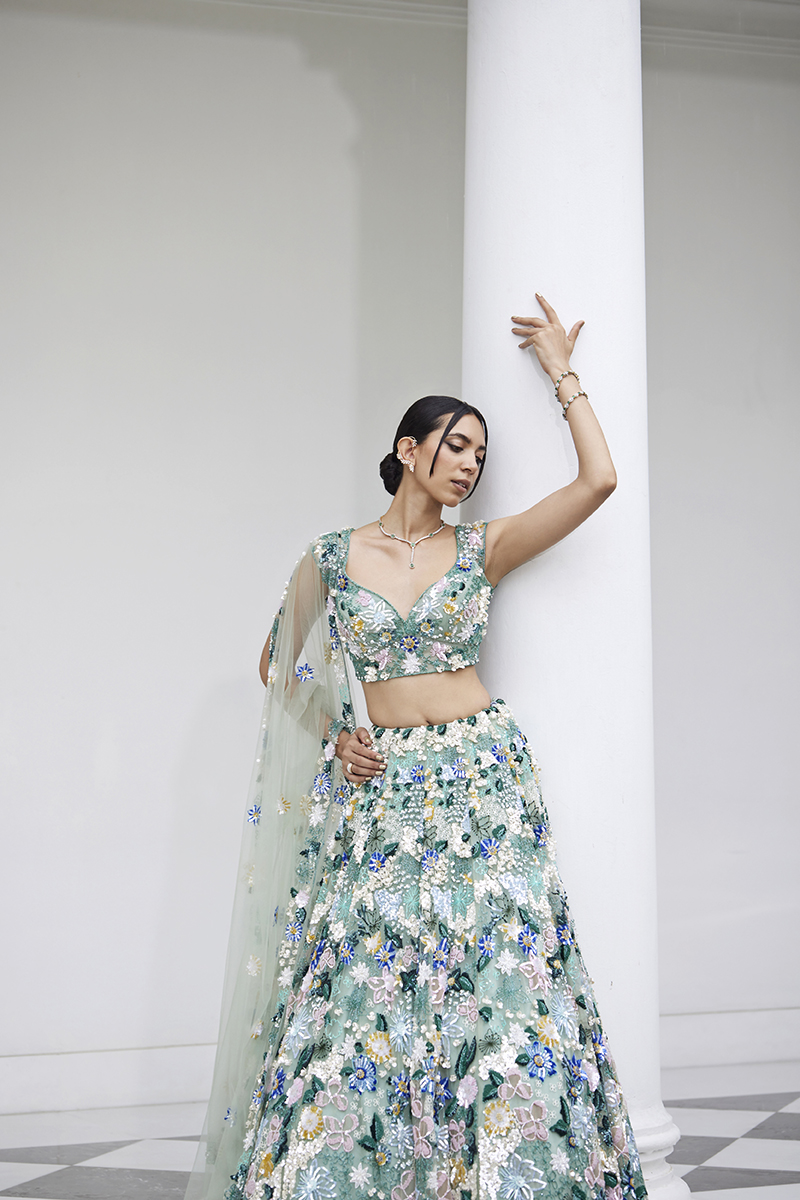 Hand-embroidered lehengas